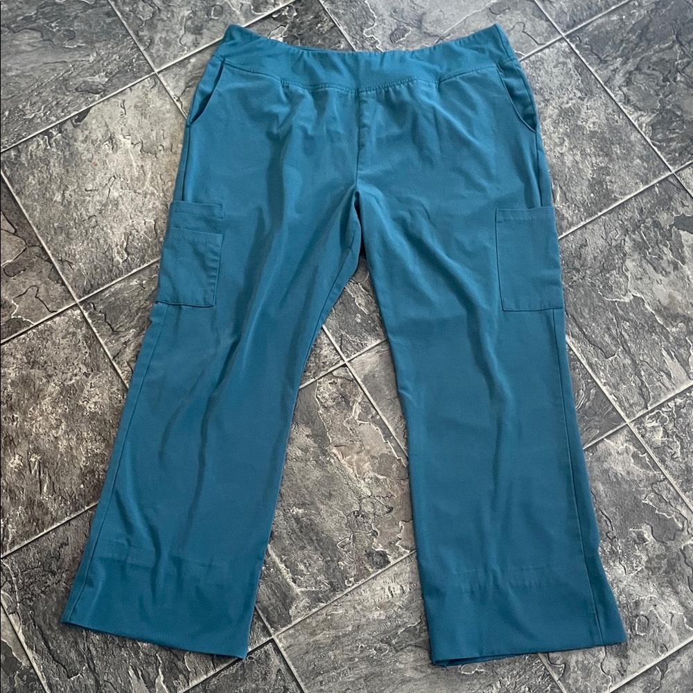 MARVELLA Scrub Pants Teal Cargo Wider-Leg | Hospital Nurse Work Utility Comfy